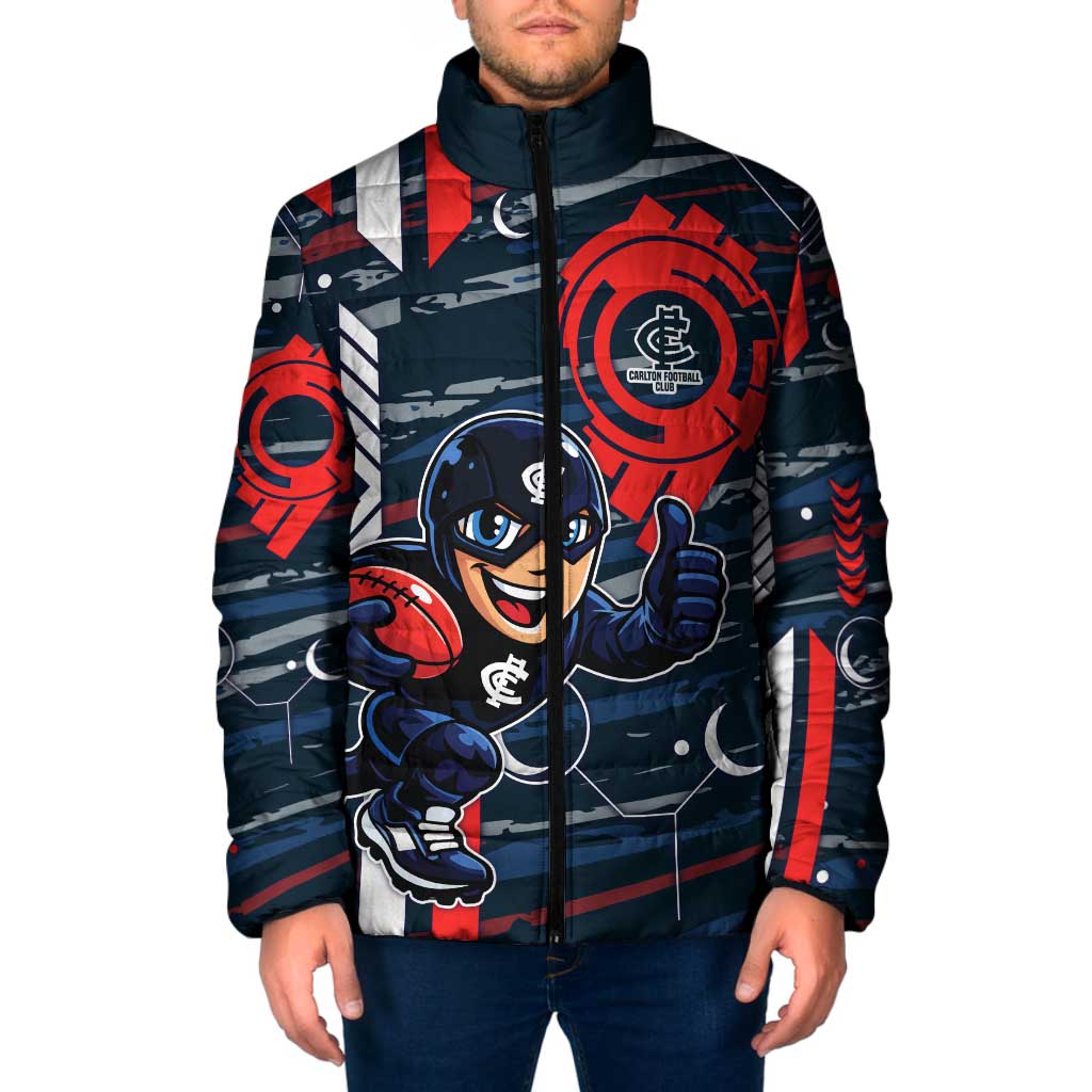 Carlton Football Club Padded Jacket Mascot Cartoon Football Illustration Style