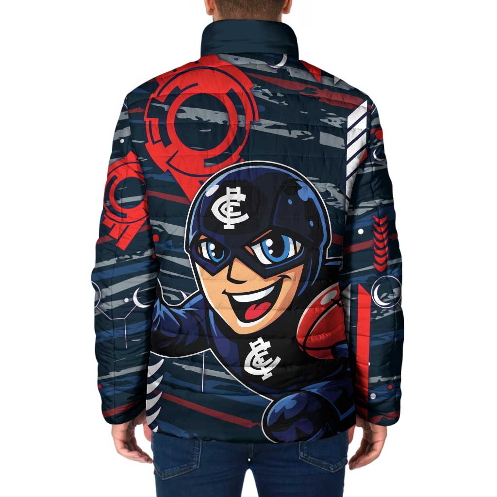 Carlton Football Club Padded Jacket Mascot Cartoon Football Illustration Style
