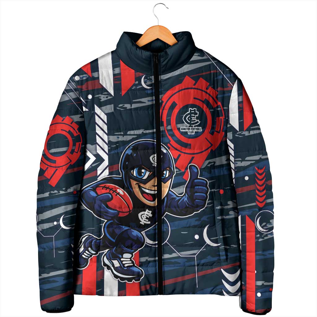 Carlton Football Club Padded Jacket Mascot Cartoon Football Illustration Style