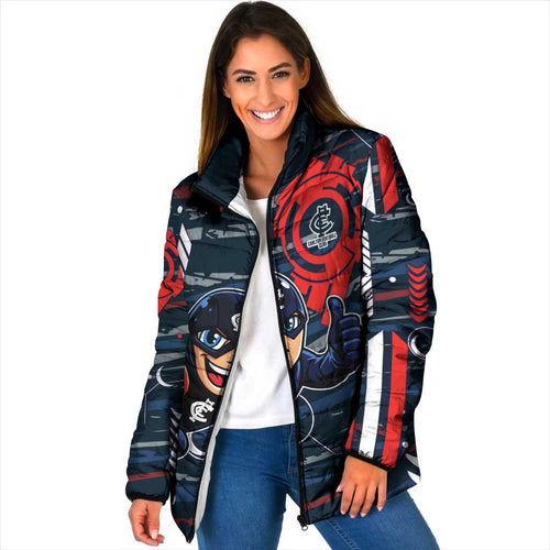 Carlton Football Club Padded Jacket Mascot Cartoon Football Illustration Style