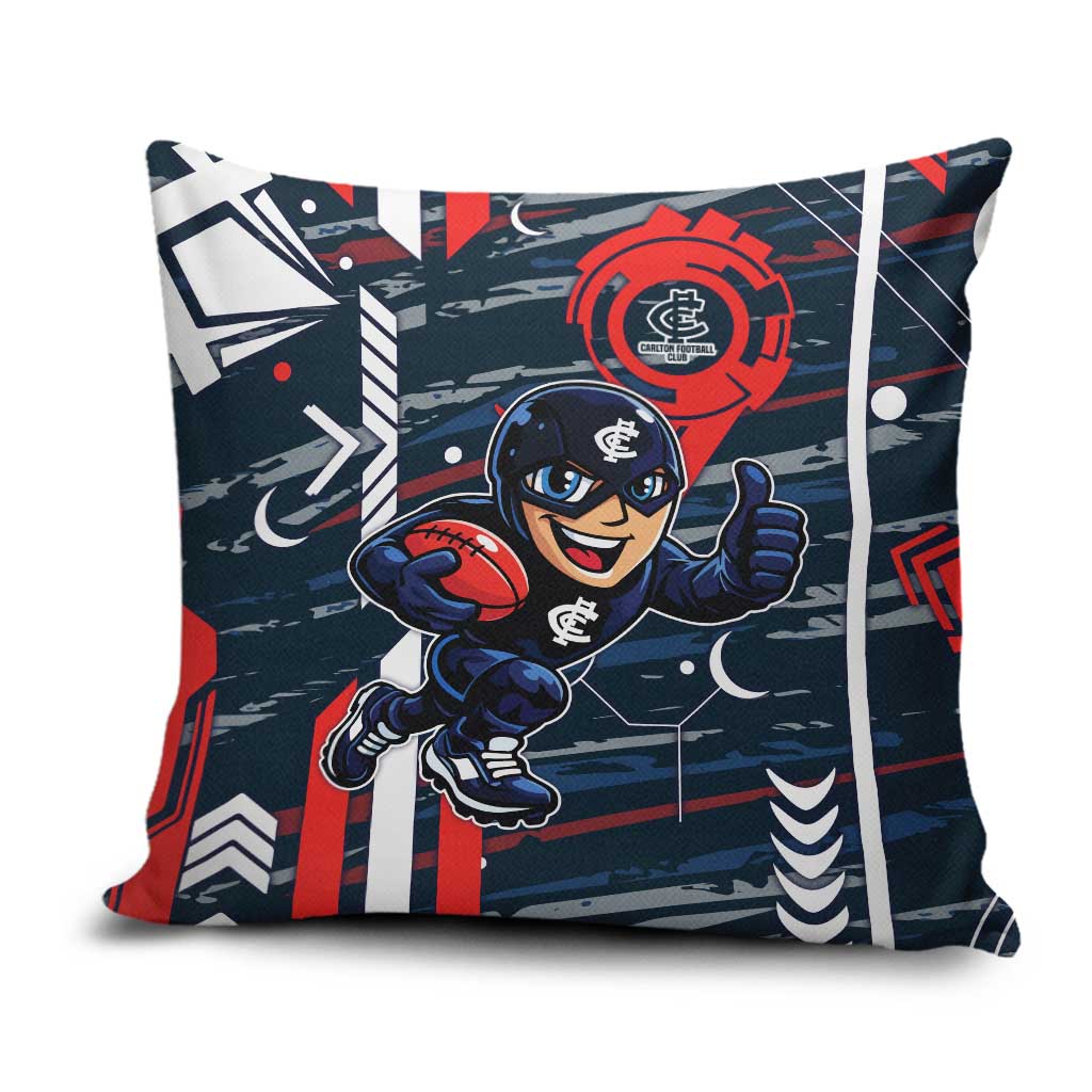 Carlton Football Club Pillow Cover Mascot Cartoon Football Illustration Style