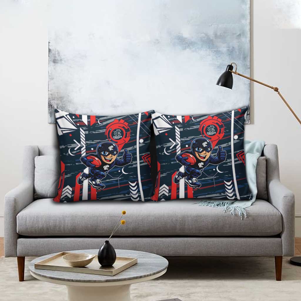 Carlton Football Club Pillow Cover Mascot Cartoon Football Illustration Style