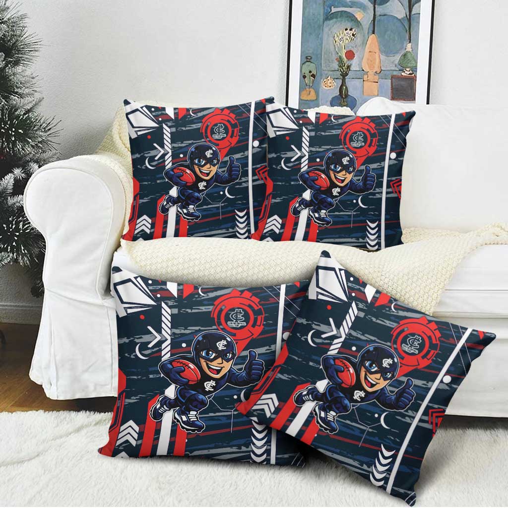 Carlton Football Club Pillow Cover Mascot Cartoon Football Illustration Style
