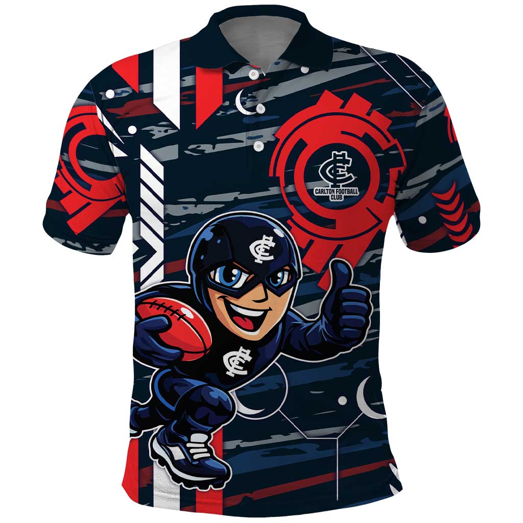 Carlton Football Club Polo Shirt Mascot Cartoon Football Illustration Style