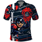 Carlton Football Club Polo Shirt Mascot Cartoon Football Illustration Style