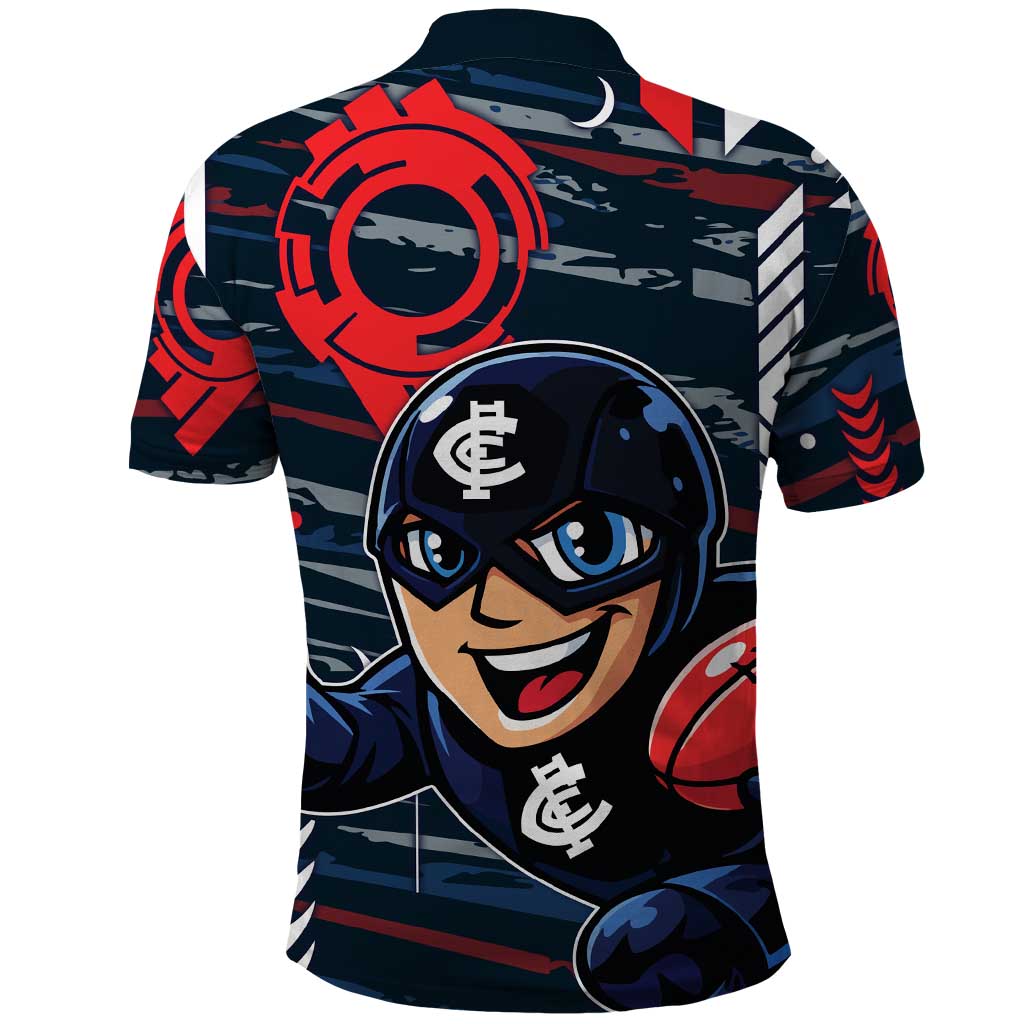 Carlton Football Club Polo Shirt Mascot Cartoon Football Illustration Style
