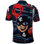 Carlton Football Club Polo Shirt Mascot Cartoon Football Illustration Style