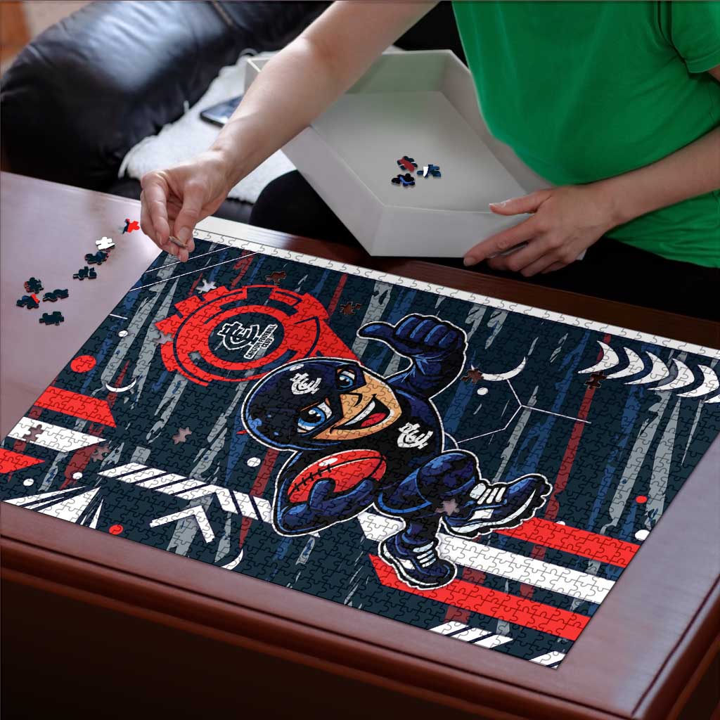 Carlton Football Club Puzzle Mascot Cartoon Football Illustration Style