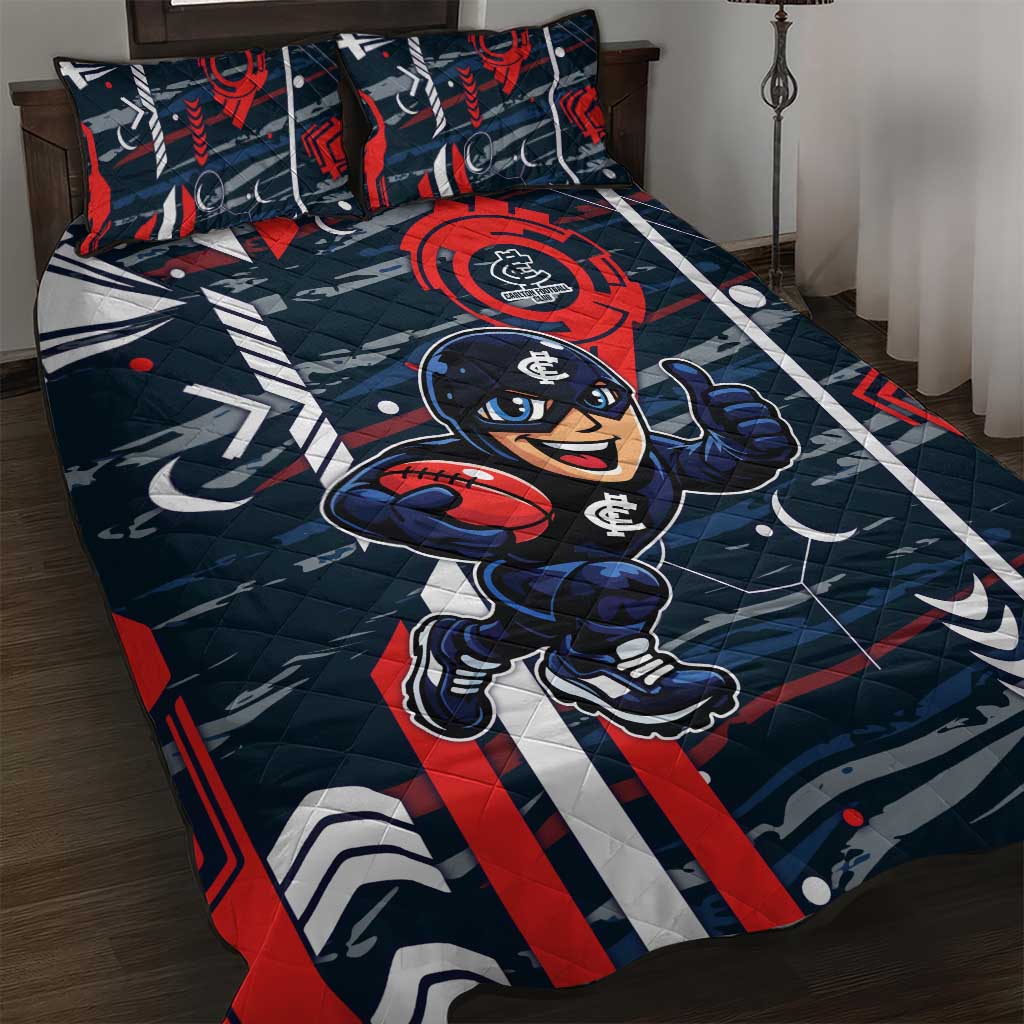 Carlton Football Club Quilt Bed Set Mascot Cartoon Football Illustration Style