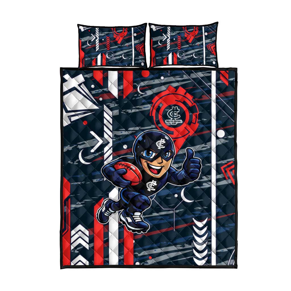 Carlton Football Club Quilt Bed Set Mascot Cartoon Football Illustration Style