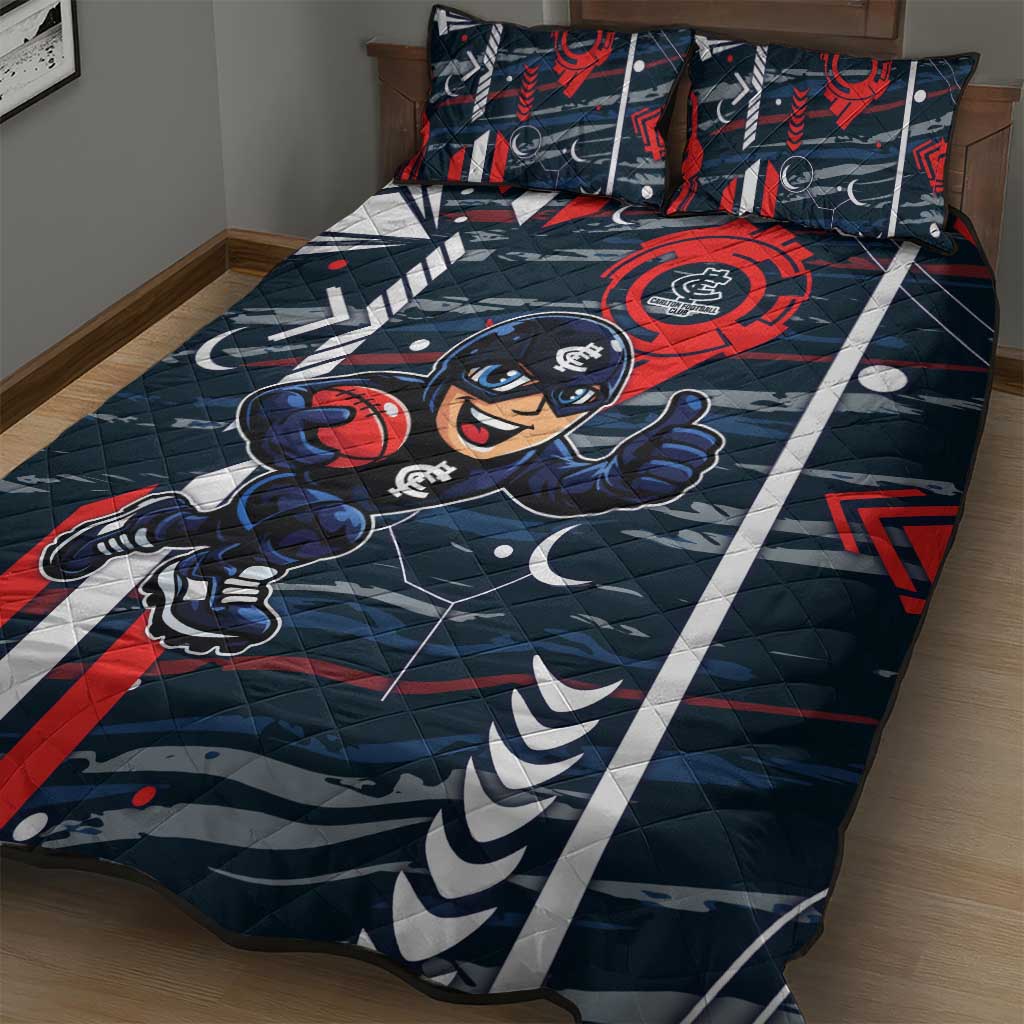 Carlton Football Club Quilt Bed Set Mascot Cartoon Football Illustration Style