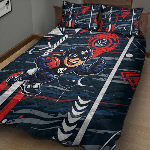 Carlton Football Club Quilt Bed Set Mascot Cartoon Football Illustration Style