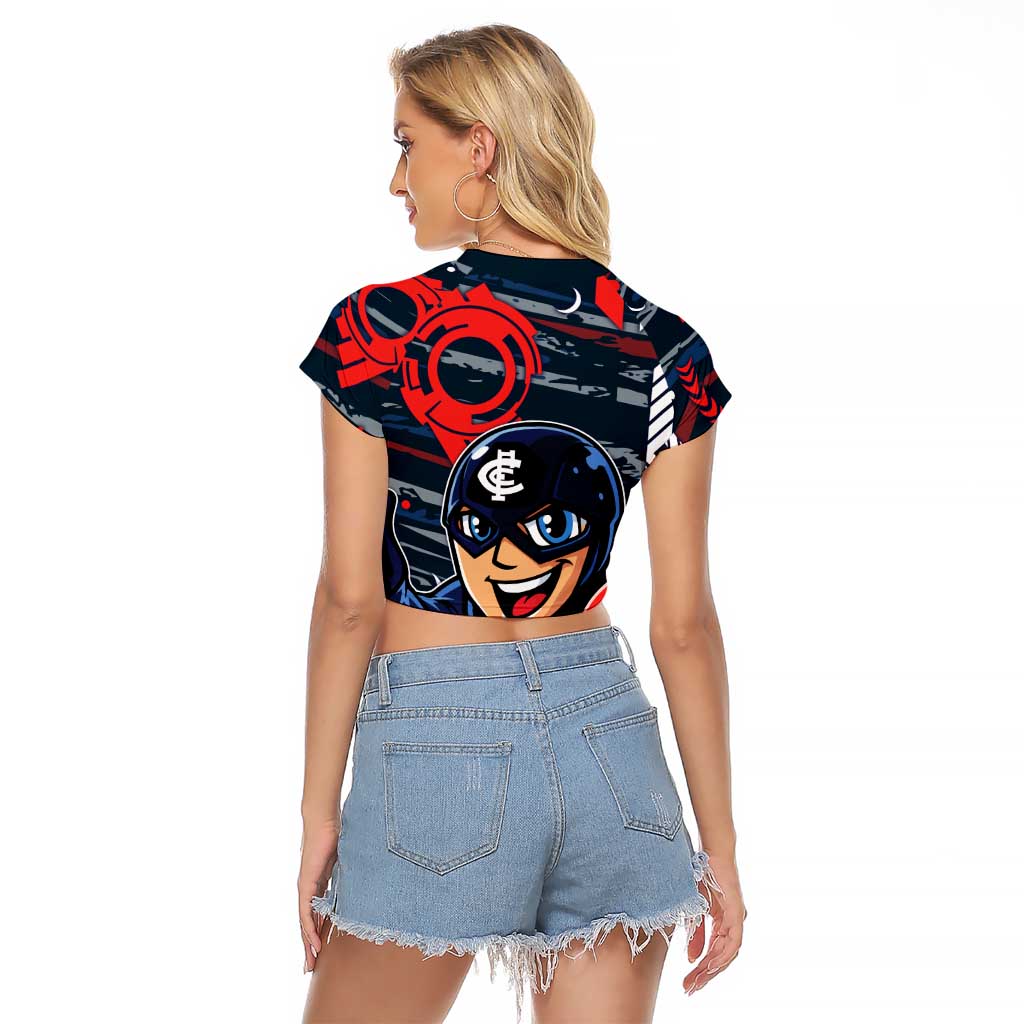 Carlton Football Club Raglan Cropped T Shirt Mascot Cartoon Football Illustration Style