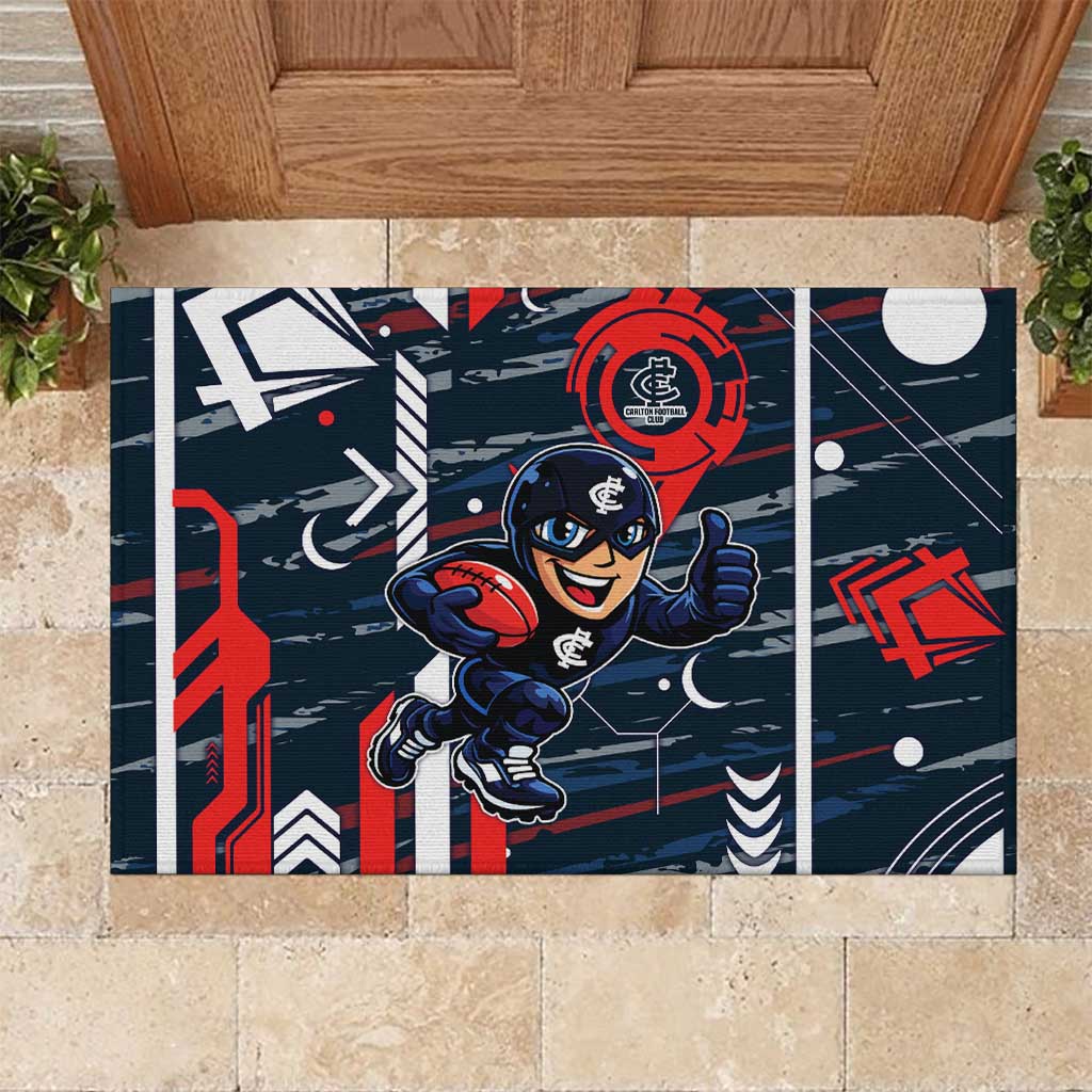 Carlton Football Club Rubber Doormat Mascot Cartoon Football Illustration Style