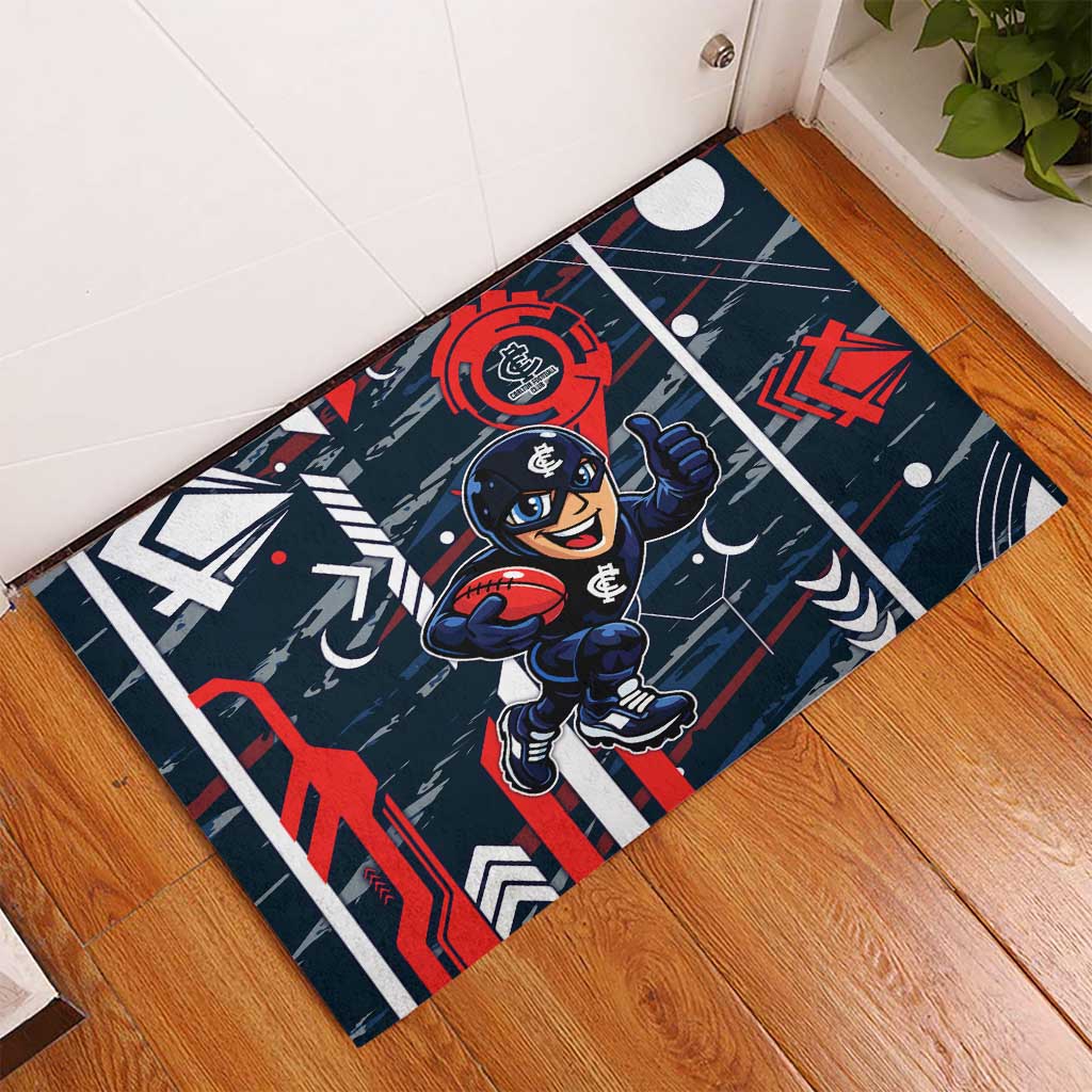 Carlton Football Club Rubber Doormat Mascot Cartoon Football Illustration Style