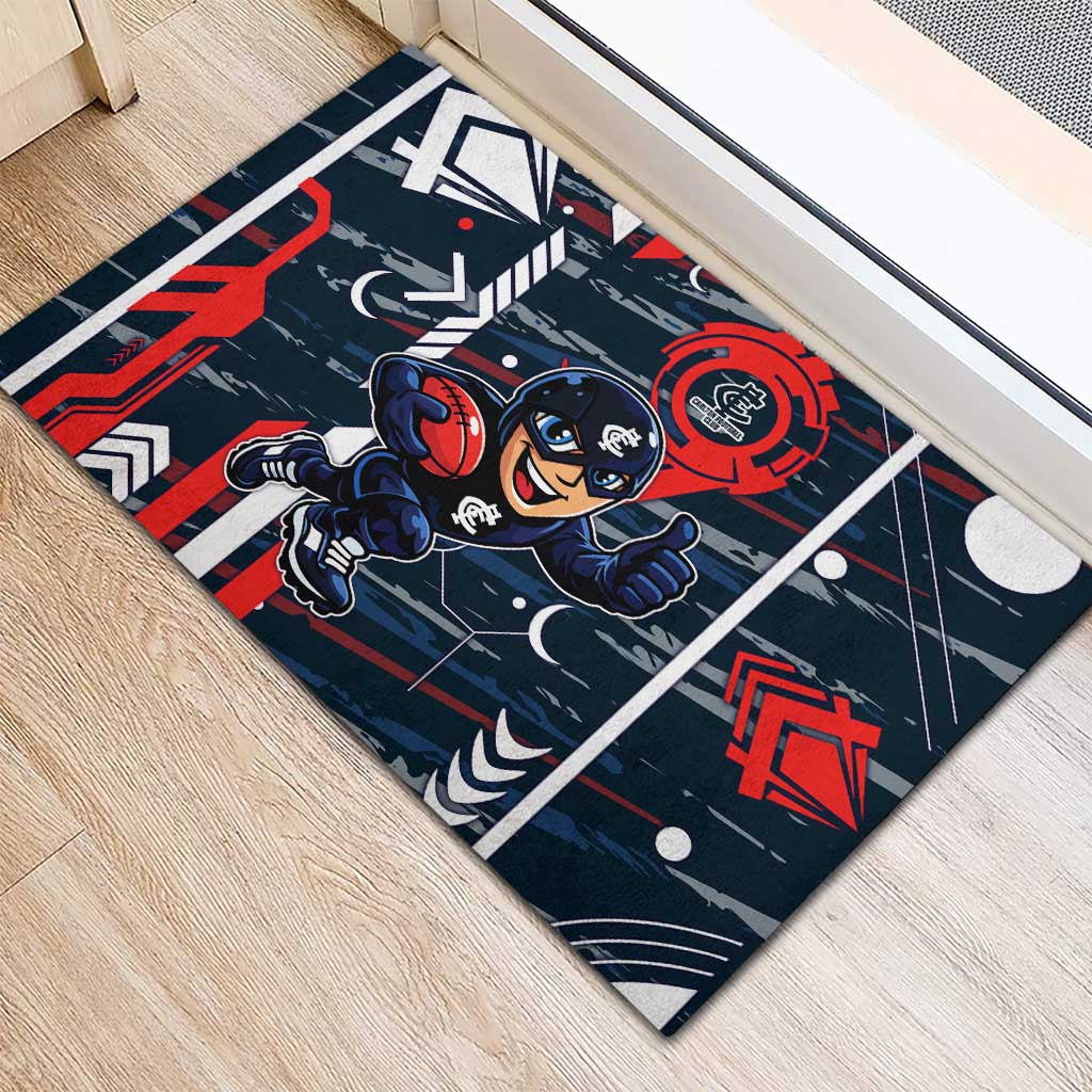 Carlton Football Club Rubber Doormat Mascot Cartoon Football Illustration Style