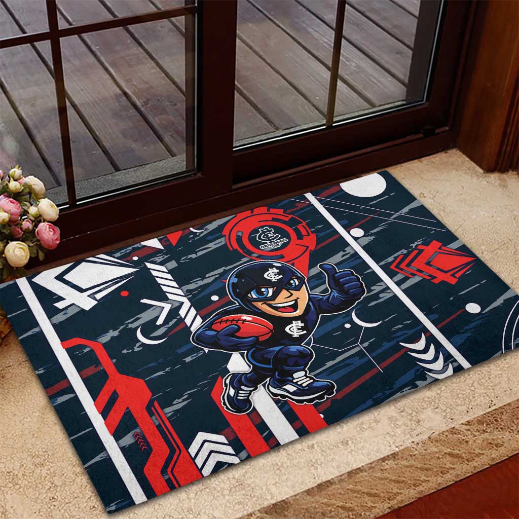 Carlton Football Club Rubber Doormat Mascot Cartoon Football Illustration Style