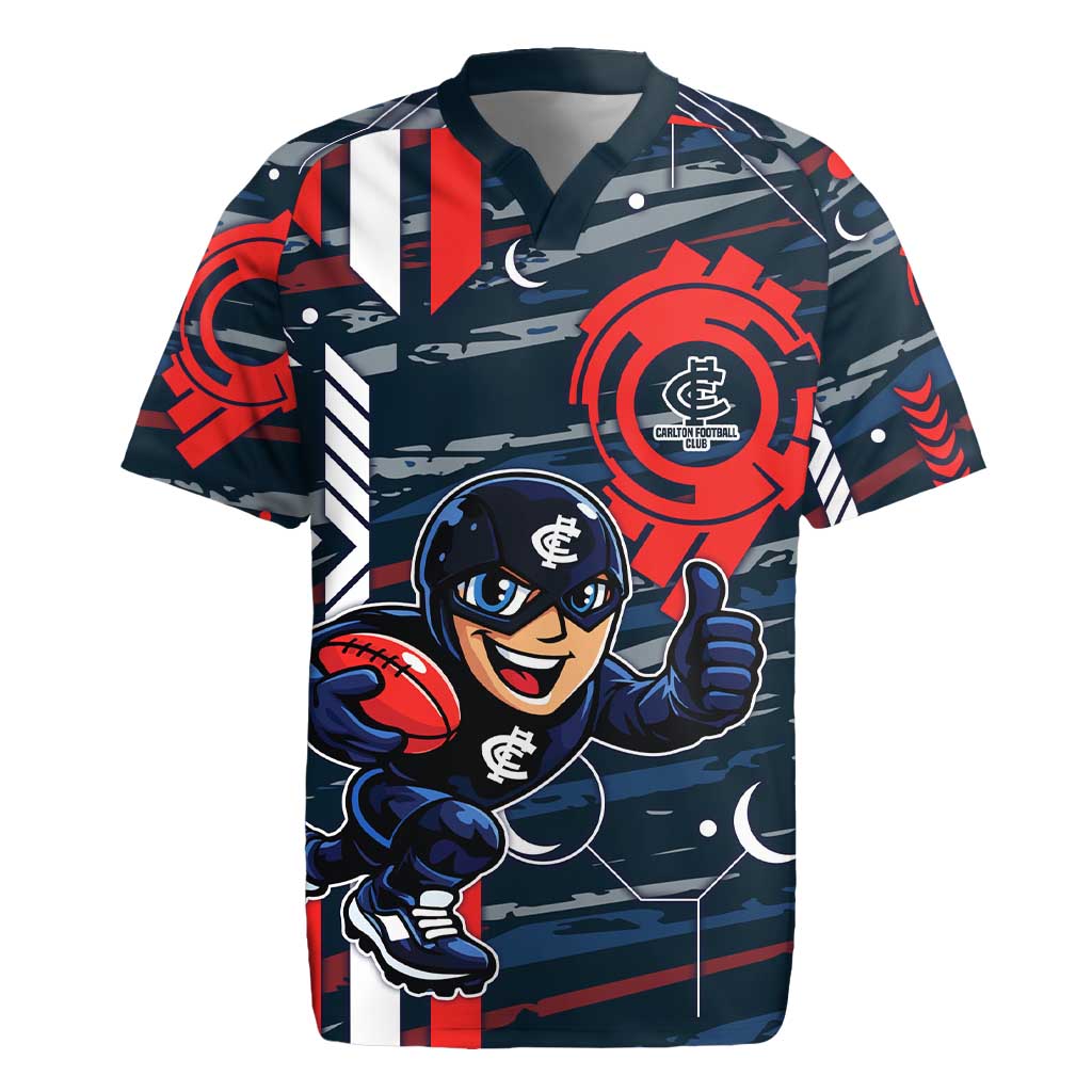 Carlton Football Club Rugby Jersey Mascot Cartoon Football Illustration Style