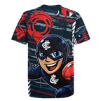Carlton Football Club Rugby Jersey Mascot Cartoon Football Illustration Style