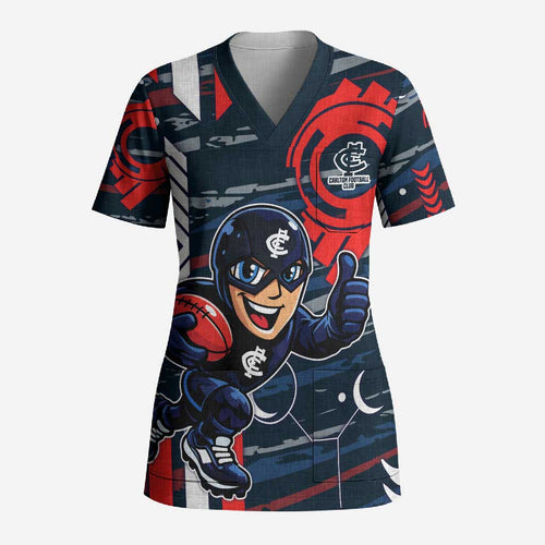 Carlton Football Club Scrub Top Mascot Cartoon Football Illustration Style