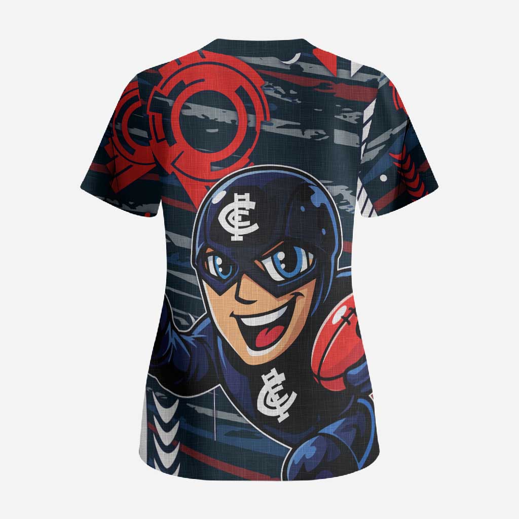 Carlton Football Club Scrub Top Mascot Cartoon Football Illustration Style
