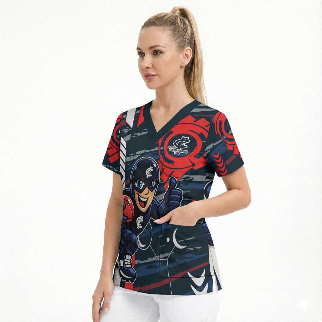 Carlton Football Club Scrub Top Mascot Cartoon Football Illustration Style