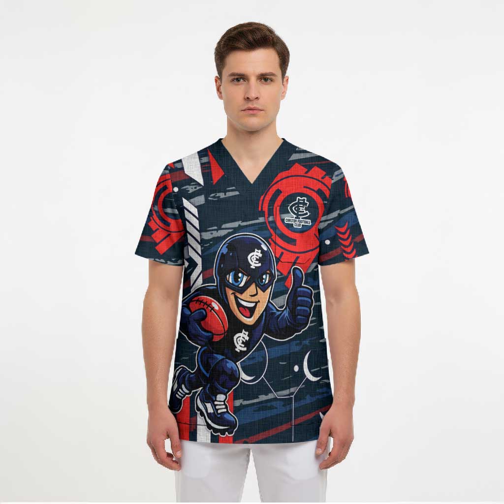 Carlton Football Club Scrub Top Mascot Cartoon Football Illustration Style