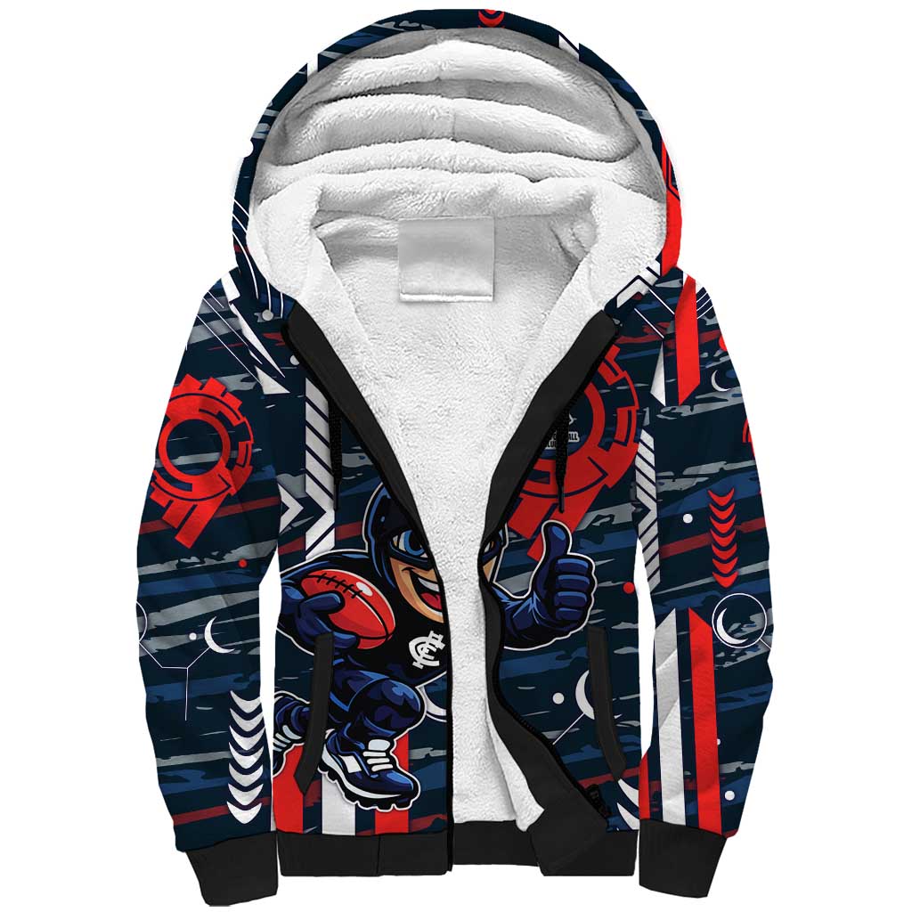 Carlton Football Club Sherpa Hoodie Mascot Cartoon Football Illustration Style