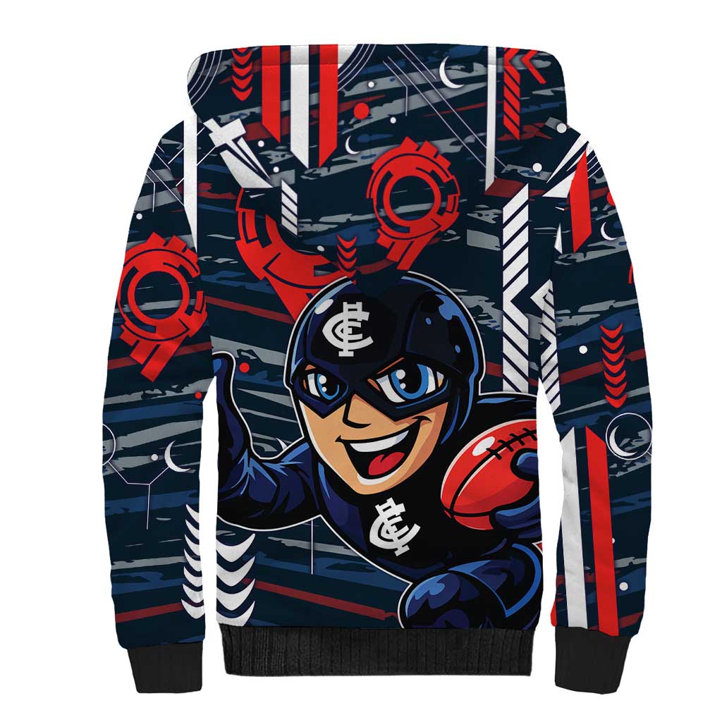Carlton Football Club Sherpa Hoodie Mascot Cartoon Football Illustration Style