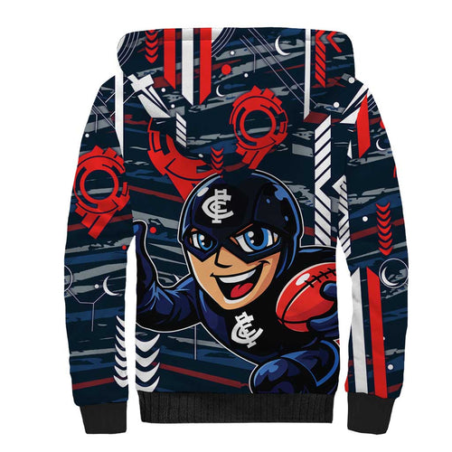 Carlton Football Club Sherpa Hoodie Mascot Cartoon Football Illustration Style