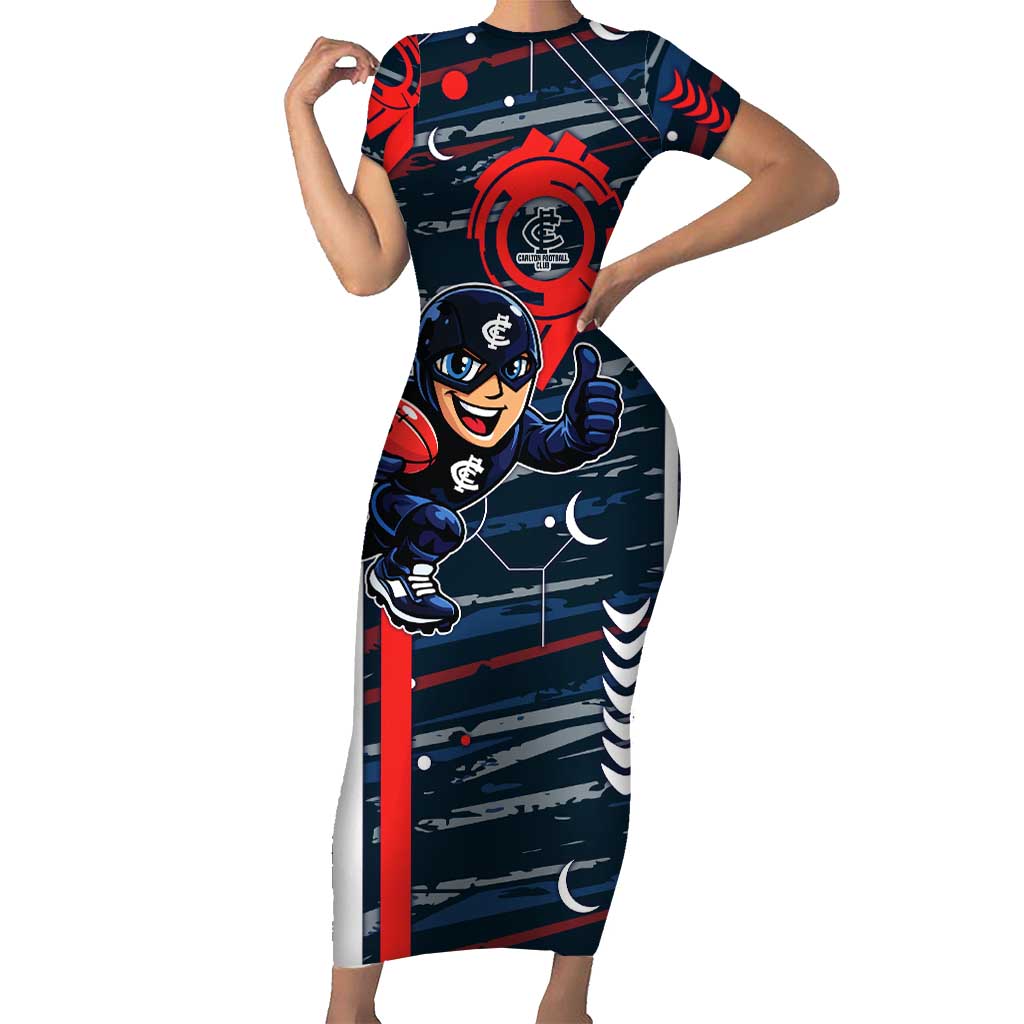 Carlton Football Club Short Sleeve Bodycon Dress Mascot Cartoon Football Illustration Style