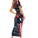 Carlton Football Club Short Sleeve Bodycon Dress Mascot Cartoon Football Illustration Style
