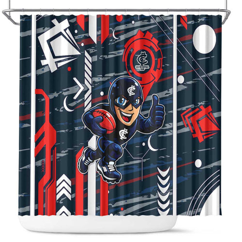 Carlton Football Club Shower Curtain Mascot Cartoon Football Illustration Style