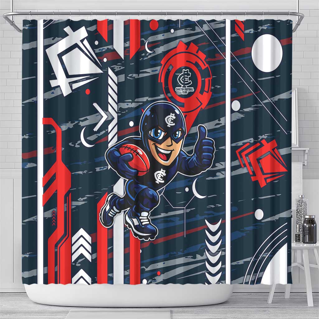 Carlton Football Club Shower Curtain Mascot Cartoon Football Illustration Style