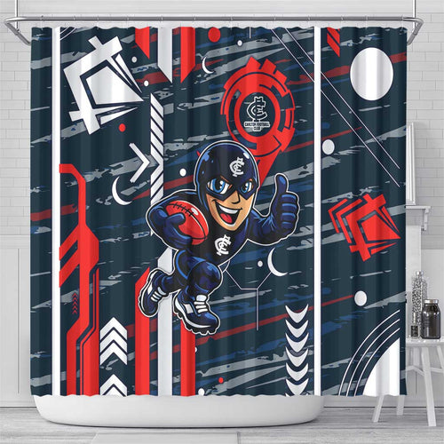 Carlton Football Club Shower Curtain Mascot Cartoon Football Illustration Style