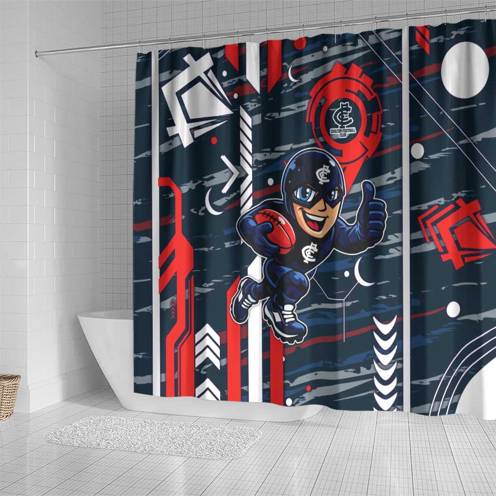 Carlton Football Club Shower Curtain Mascot Cartoon Football Illustration Style