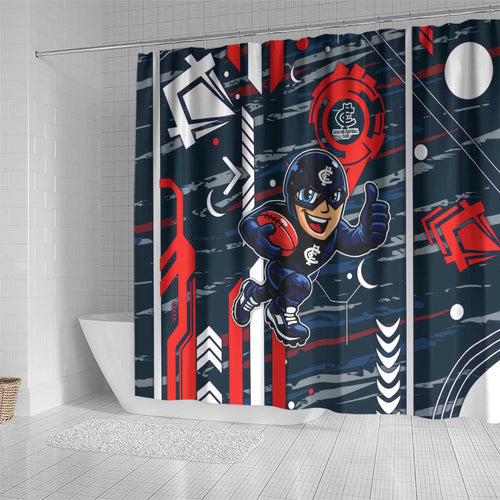 Carlton Football Club Shower Curtain Mascot Cartoon Football Illustration Style