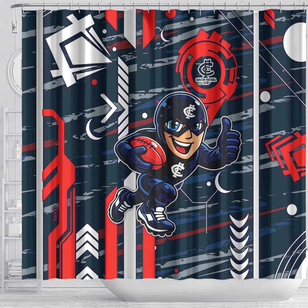 Carlton Football Club Shower Curtain Mascot Cartoon Football Illustration Style