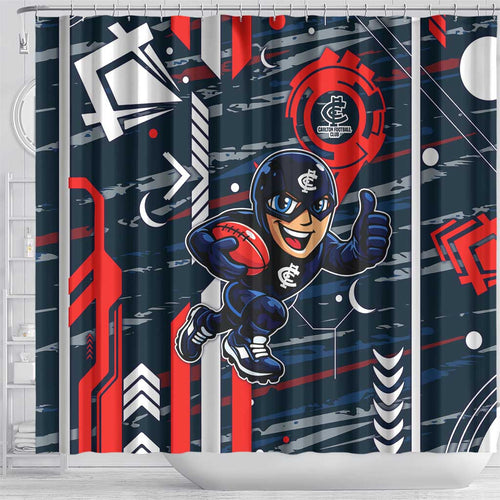 Carlton Football Club Shower Curtain Mascot Cartoon Football Illustration Style