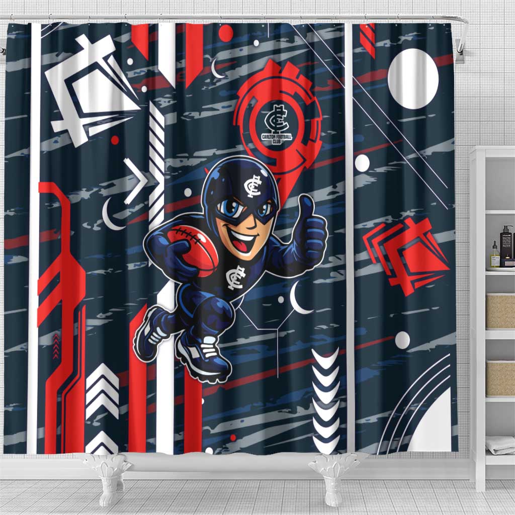 Carlton Football Club Shower Curtain Mascot Cartoon Football Illustration Style