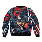 Carlton Football Club Sleeve Zip Bomber Jacket Mascot Cartoon Football Illustration Style