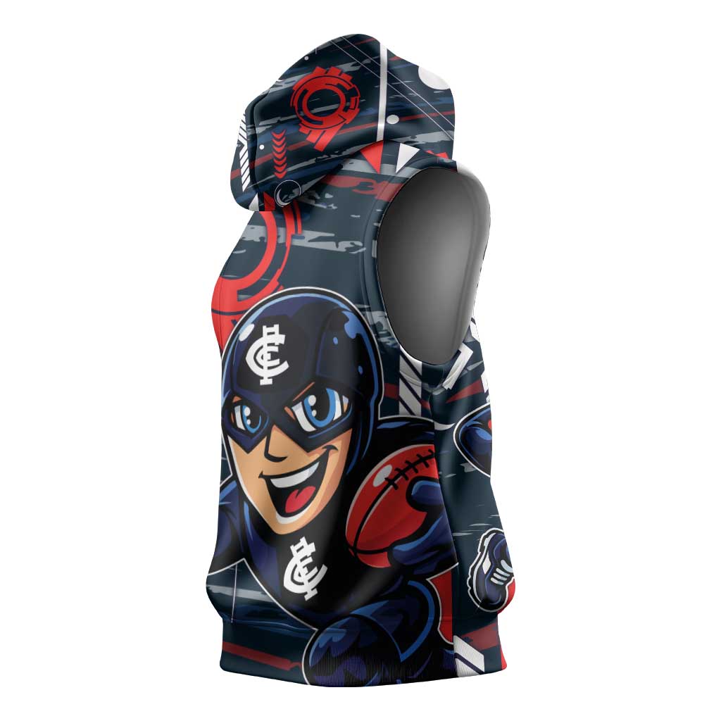 Carlton Football Club Sleeveless Hoodie Mascot Cartoon Football Illustration Style