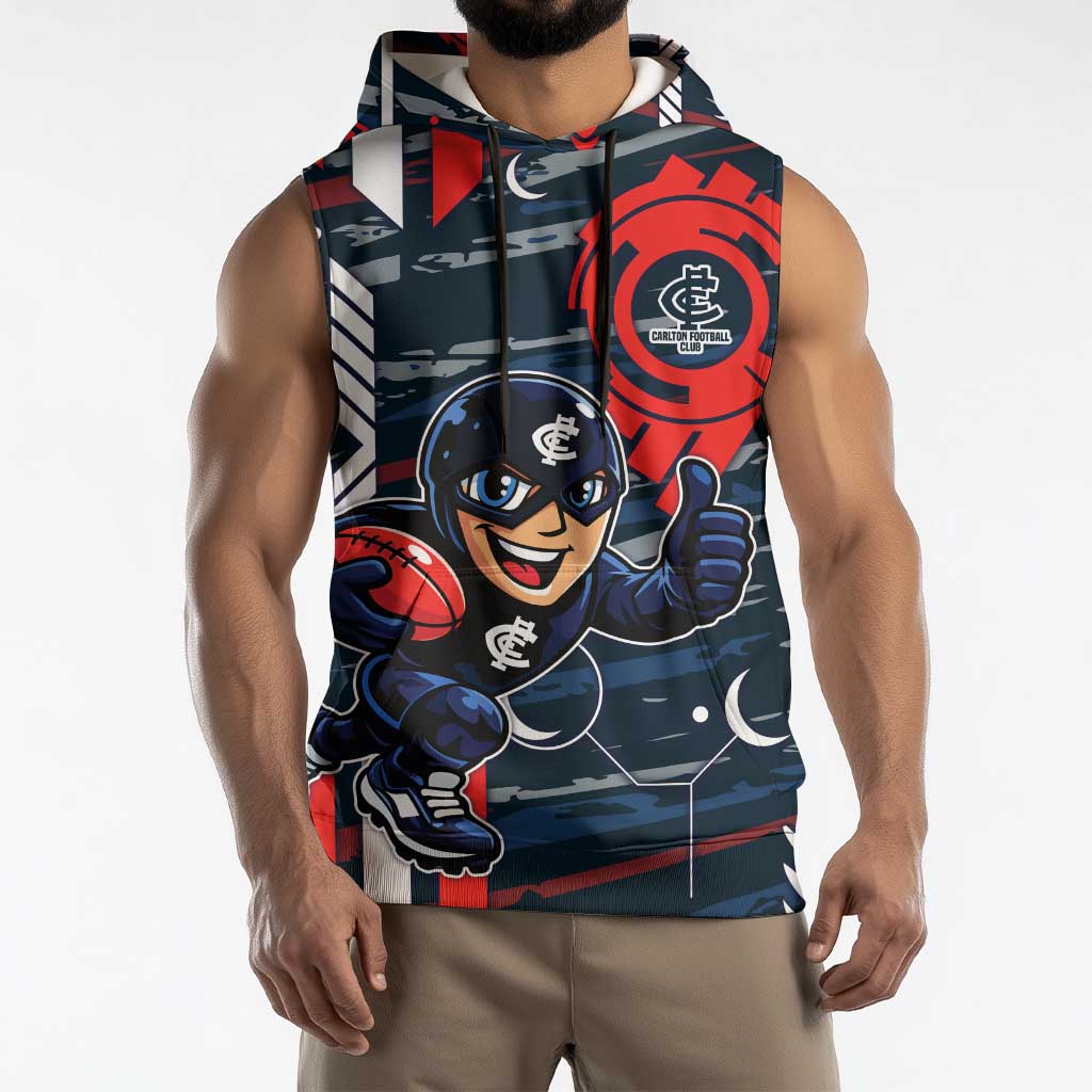 Carlton Football Club Sleeveless Hoodie Mascot Cartoon Football Illustration Style