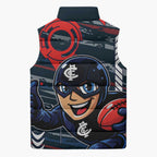Carlton Football Club Sleeveless Puffer Jacket Mascot Cartoon Football Illustration Style