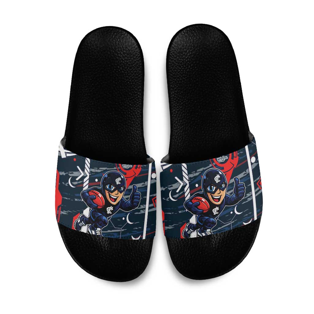 Carlton Football Club Slide Sandals Mascot Cartoon Football Illustration Style