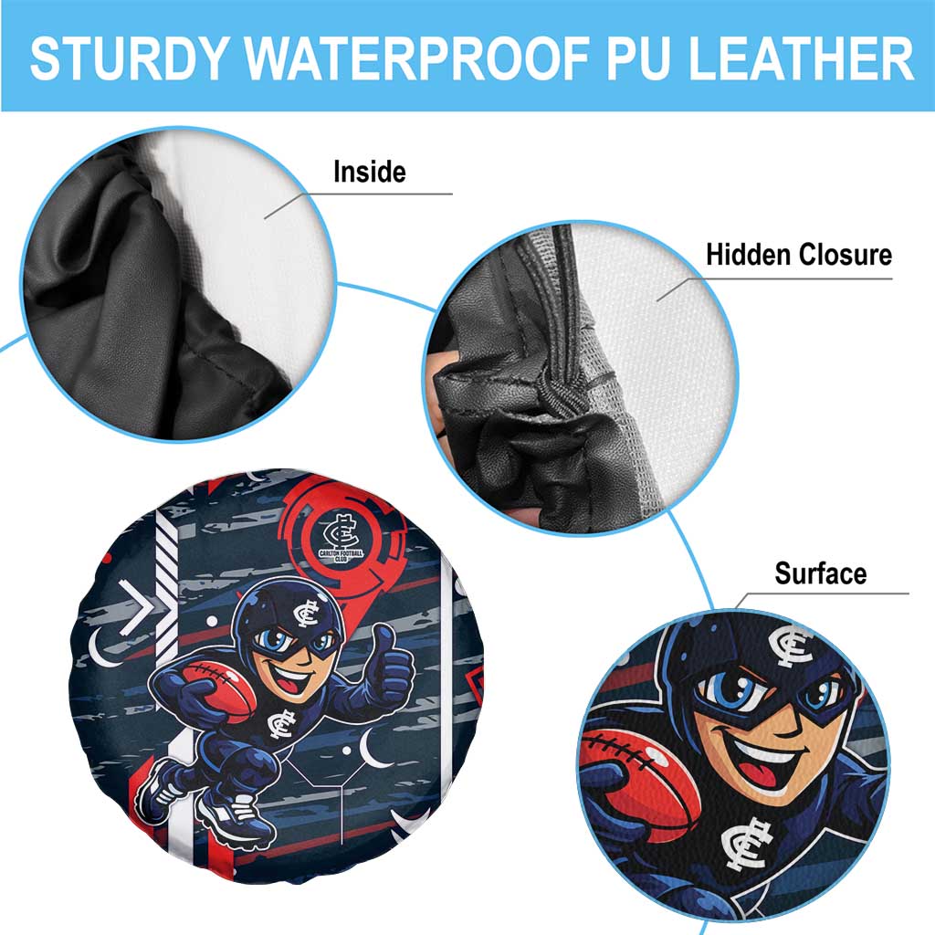 Carlton Football Club Spare Tire Cover Mascot Cartoon Football Illustration Style