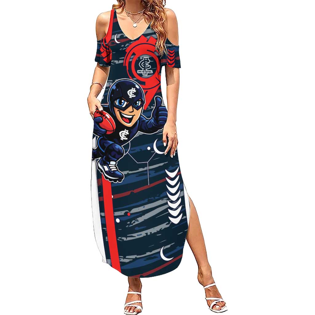 Carlton Football Club Summer Maxi Dress Mascot Cartoon Football Illustration Style