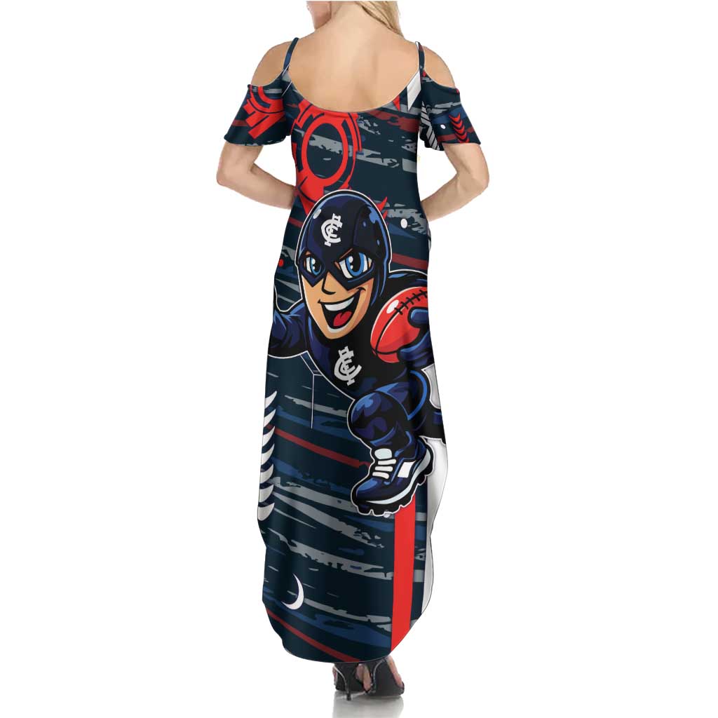 Carlton Football Club Summer Maxi Dress Mascot Cartoon Football Illustration Style