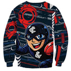 Carlton Football Club Sweatshirt Mascot Cartoon Football Illustration Style