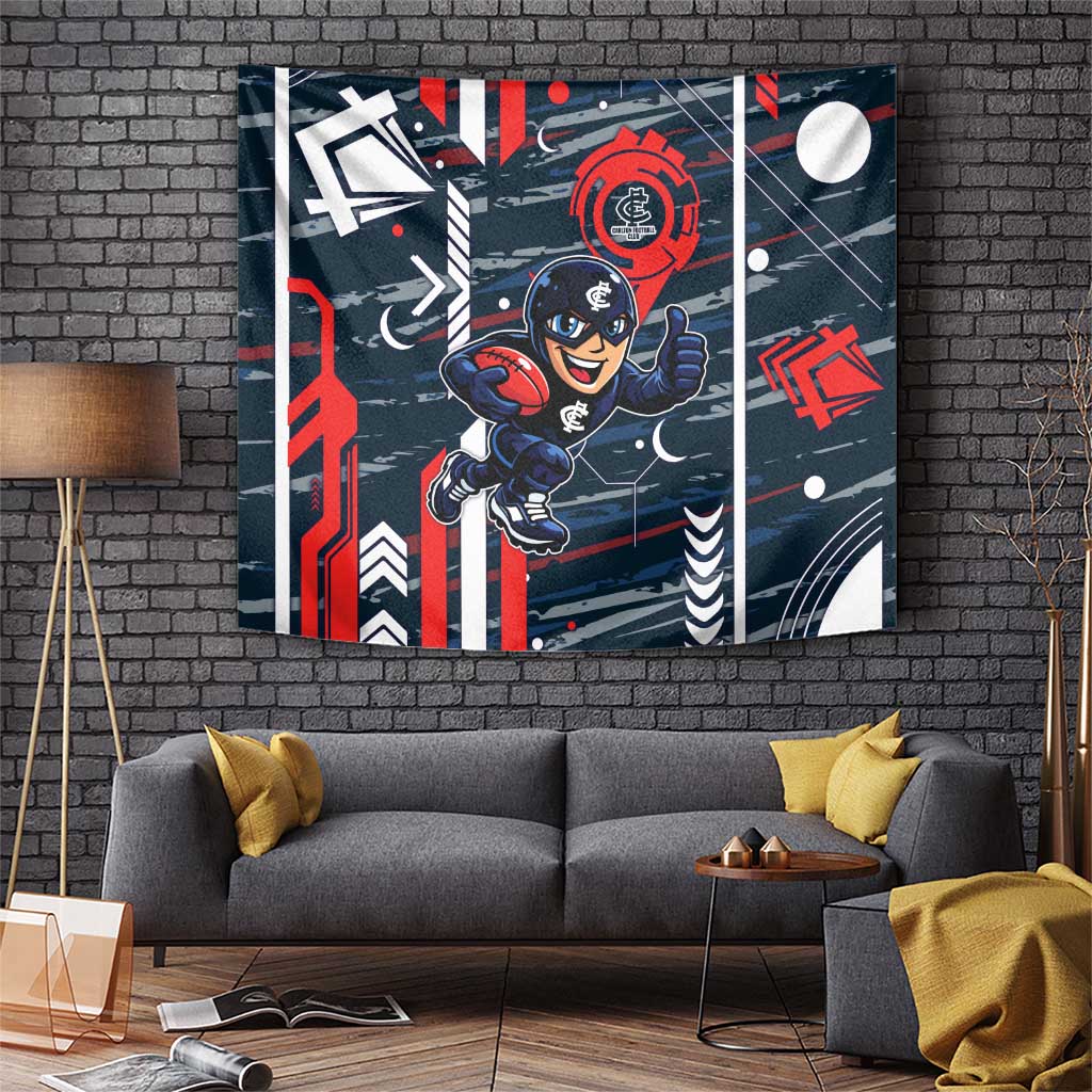 Carlton Football Club Tapestry Mascot Cartoon Football Illustration Style